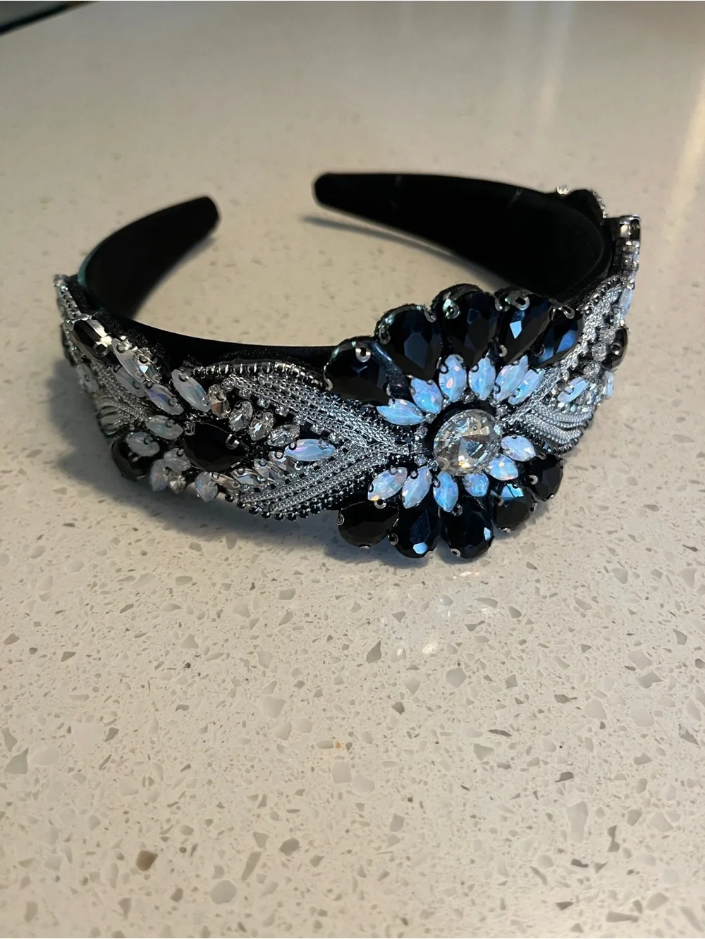 Embellished black‎ and silver Crystal Headband